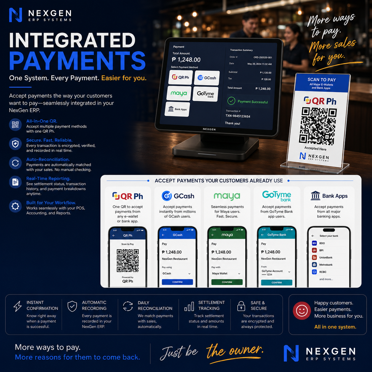 NexGen integrated payments screen